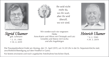 Anzeige von Sigrid Ulsamer von MGO