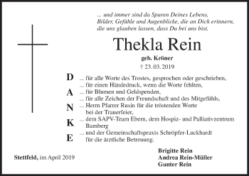 Anzeige von Thekla Rein von MGO