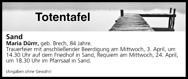  Traueranzeige für Totentafel vom 03.04.2019 vom 03.04.2019 aus MGO