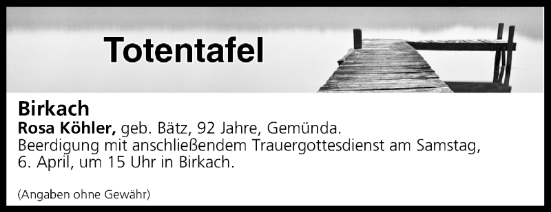  Traueranzeige für Totentafel vom 06.04.2019 vom 06.04.2019 aus MGO