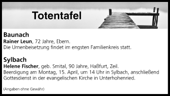 Anzeige von Totentafel vom 13.04.2019 von MGO