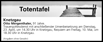 Anzeige von Totentafel vom 18.04.2019 von MGO