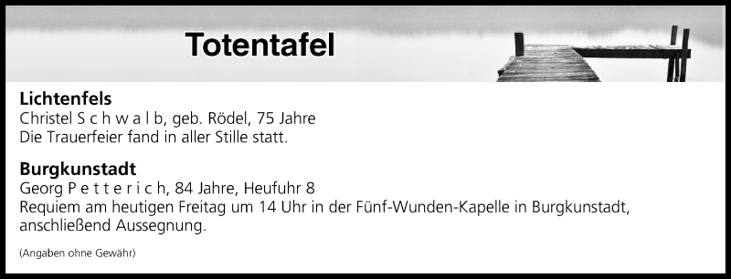  Traueranzeige für Totentafel vom 26.04.2019 vom 26.04.2019 aus MGO