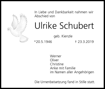 Anzeige von Ulrike Schubert von MGO