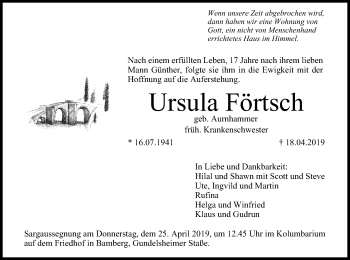 Anzeige von Ursula Förtsch von MGO