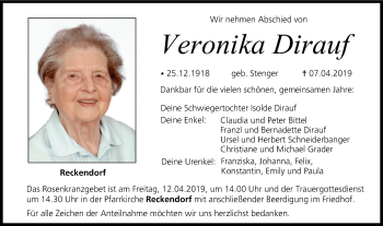 Anzeige von Veronika Dirauf von MGO