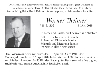Anzeige von Werner Theimer von MGO