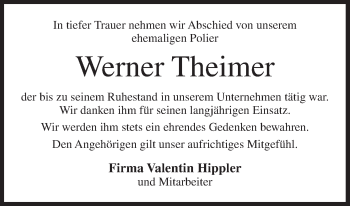 Anzeige von Werner Theimer von MGO