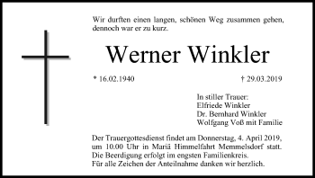 Anzeige von Werner Winkler von MGO