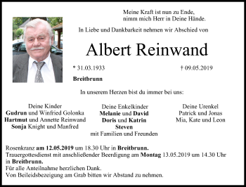 Anzeige von Albert Reinwand von MGO