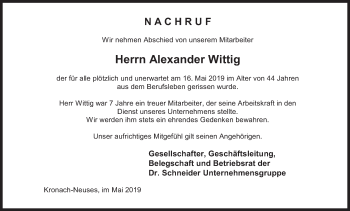 Anzeige von Alexander Wittig von MGO