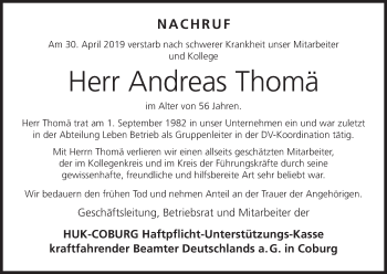 Anzeige von Andreas Thomä von MGO