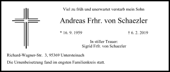 Anzeige von Andreas Frhr. von Schaezler von MGO