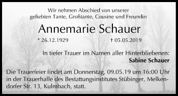 Anzeige von Annemarie Schauer von MGO