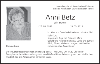 Anzeige von Anni Betz von MGO
