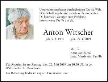 Anzeige von Anton Witscher von MGO
