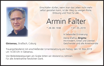 Anzeige von Armin Falter von MGO