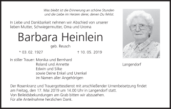 Anzeige von Barbara Heinlein von MGO
