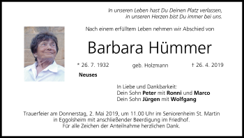 Anzeige von Barbara Hümmer von MGO