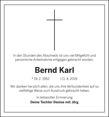 Anzeige von Bernd Karl von MGO