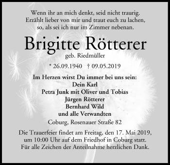 Anzeige von Brigitte Rötterer von MGO