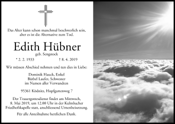 Anzeige von Edith Hübner von MGO