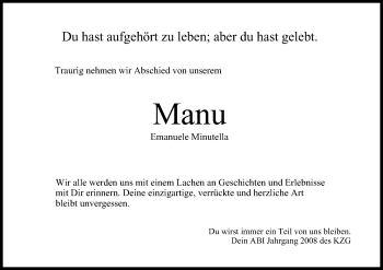 Anzeige von Emanuele Minutella von MGO