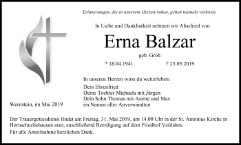 Anzeige von Erna Balzar von MGO