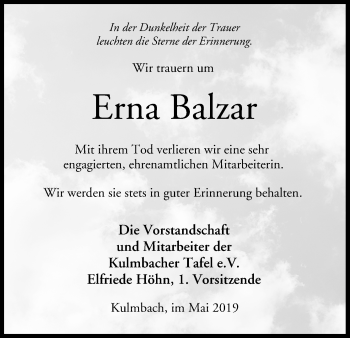 Anzeige von Erna Balzar von MGO