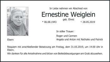 Anzeige von Ernestine Weiglein von MGO