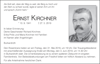 Anzeige von Ernst Kirchner von MGO