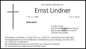 Anzeige von Ernst Lindner von MGO