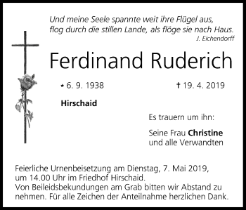 Anzeige von Ferdinand Ruderich von MGO