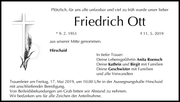 Anzeige von Friedrich Ott von MGO
