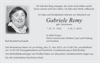 Anzeige von Gabriele Remy von MGO