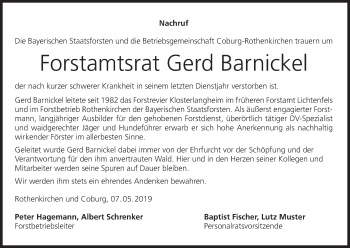 Anzeige von Gerd Barnickel von MGO