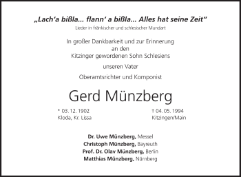 Anzeige von Gerd Münzberg von MGO