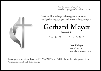 Anzeige von Gerhard Meyer von MGO