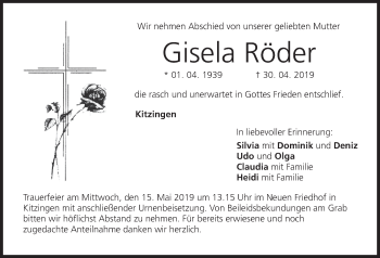 Anzeige von Gisela Röder von MGO
