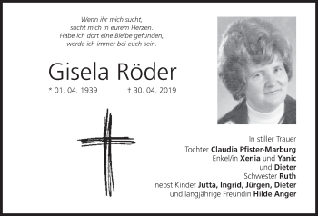 Anzeige von Gisela Röder von MGO