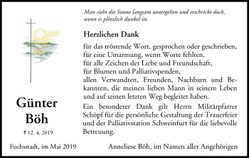 Anzeige von Günter Böh von MGO