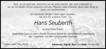 Anzeige von Hans Seuberth von MGO