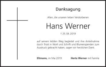 Anzeige von Hans Werner von MGO