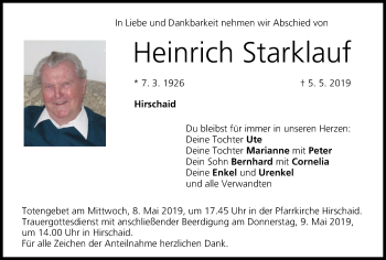 Anzeige von Heinrich Starklauf von MGO