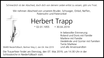 Anzeige von Herbert Trapp von MGO