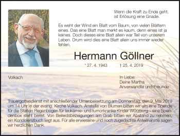 Anzeige von Hermann Göllner von MGO