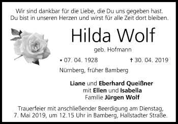 Anzeige von Hilda Wolf von MGO