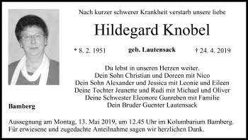 Anzeige von Hildegard Knobel von MGO