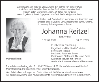 Anzeige von Johanna Reitzel von MGO
