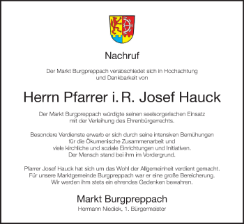 Anzeige von Josef Hauck von MGO